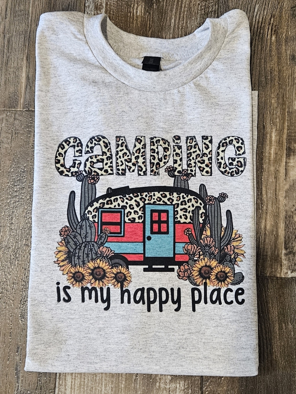 Camping shirt camp cheetah print adventure happy place trendy Preppy Camper